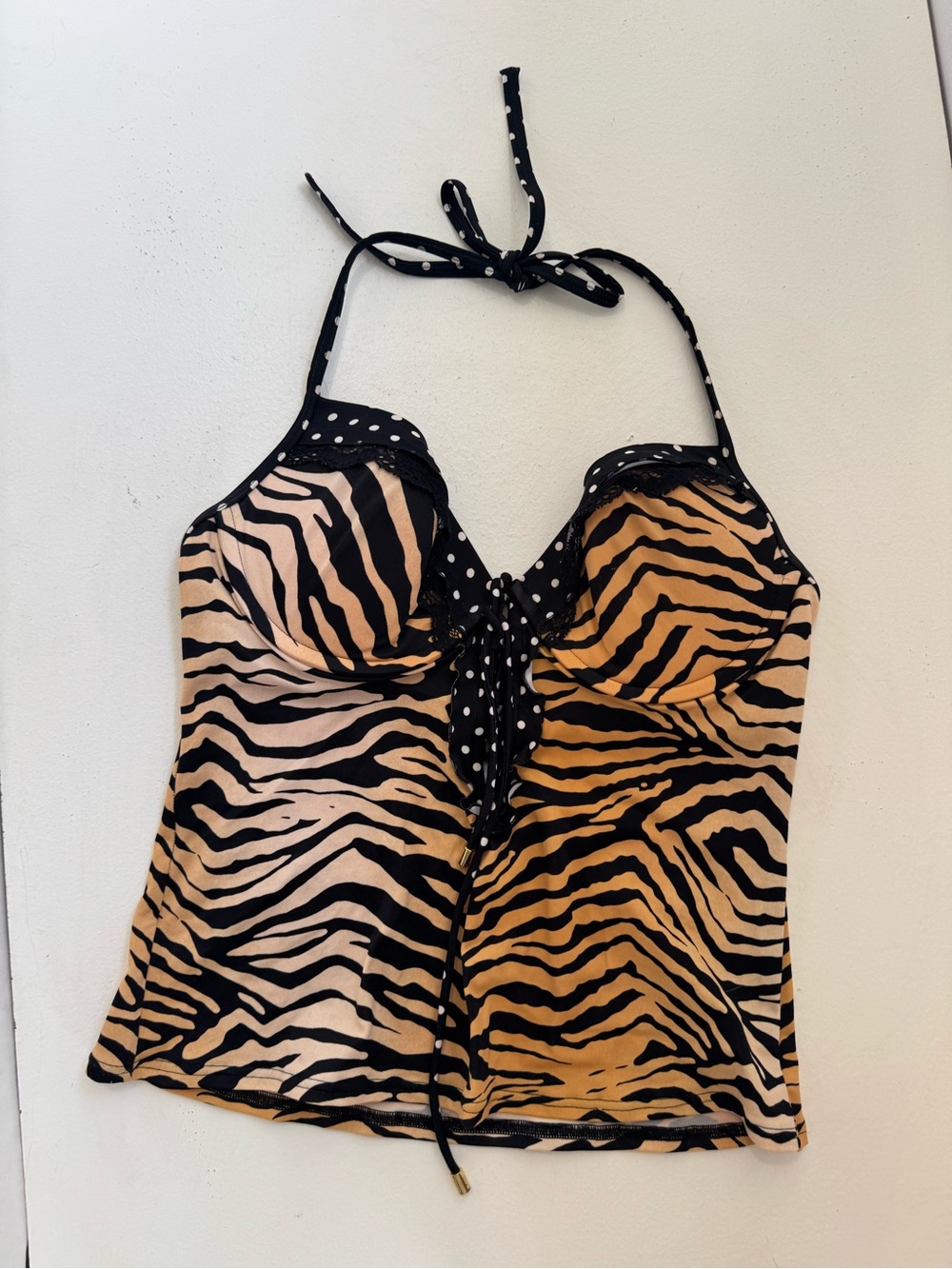 Victoria’s Secret Y2K Zebra Tankini 38C Polka Dot Halter Padded